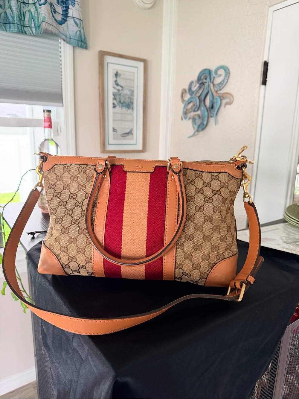 Gucci Web Boston Bag GG Canvas Medium pink crossbody - Picture 10 of 15